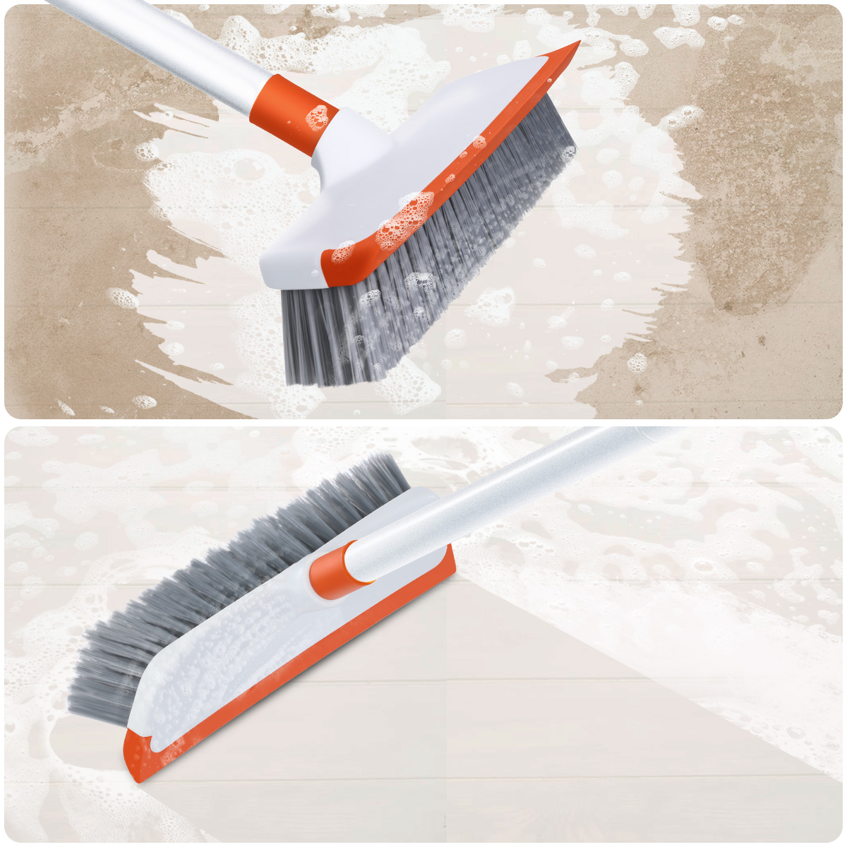 MATCC Floor Scrub Brush with 10'' Squeegee Edge for Home Cleaning