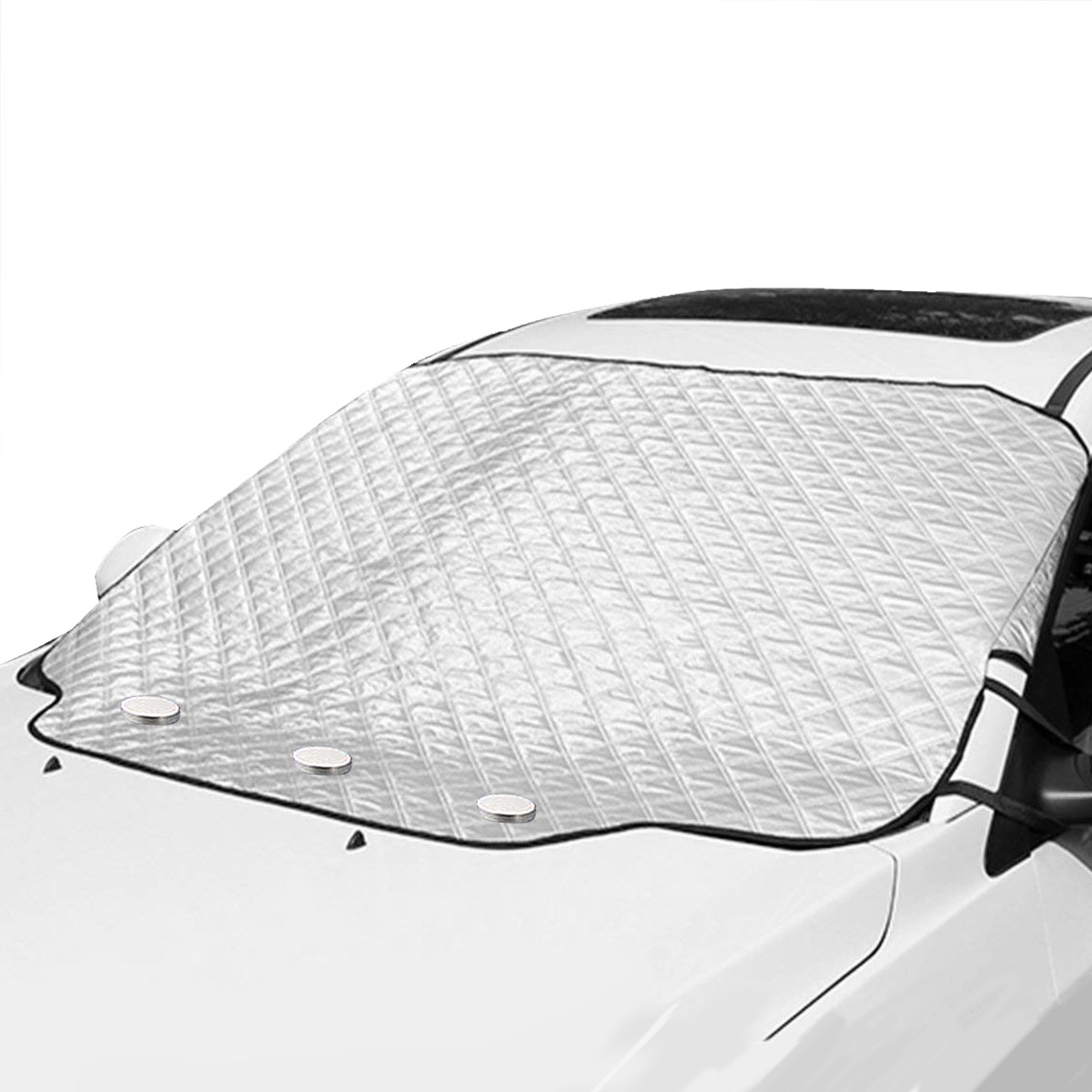 MATCC Car Windshield Cover Sun Shade Magnetic Frost Guard Winter Summer Sun Protector Cotton Thicker Snow Protection Cover Winter Snow Removal Magnetic Edges Fits Most Car 