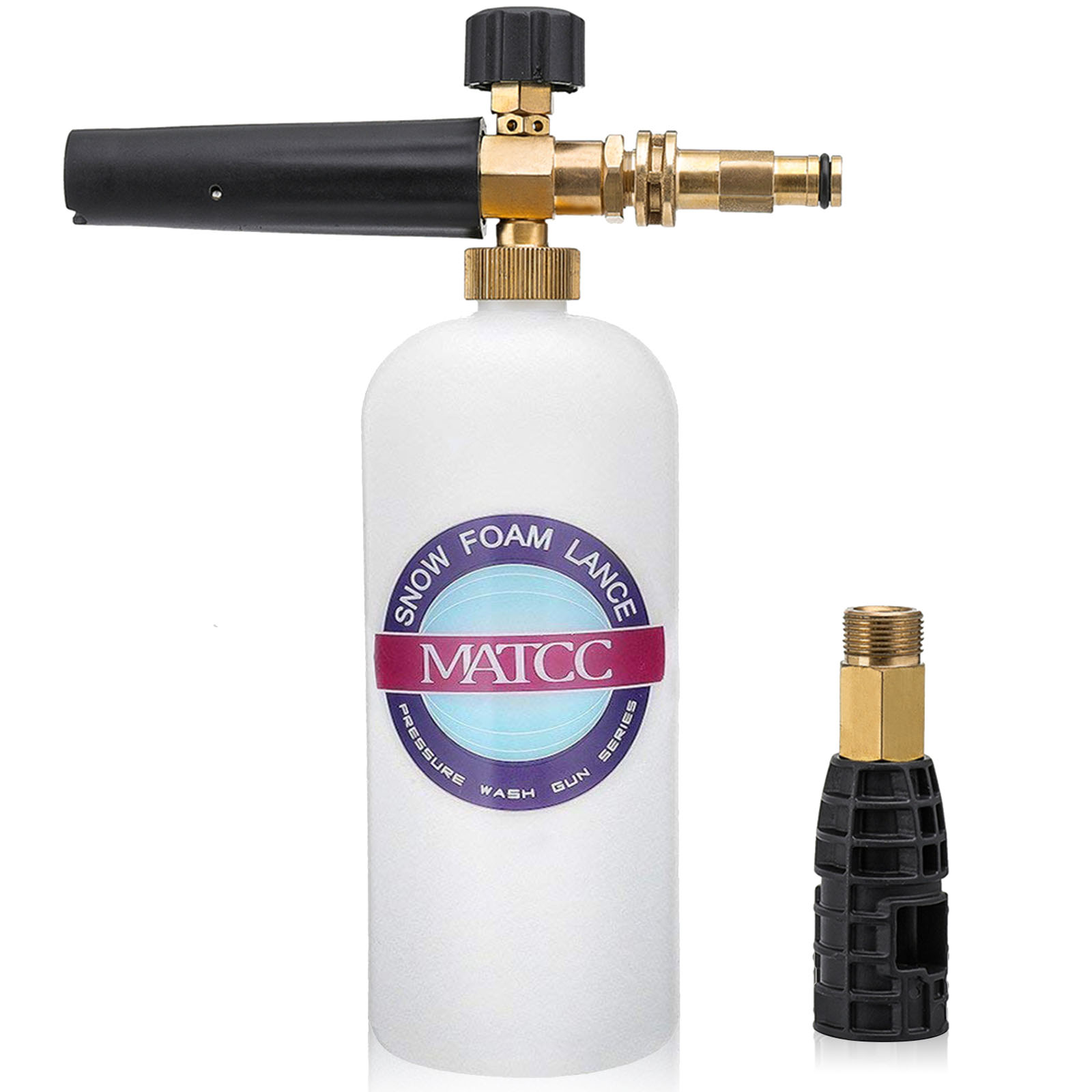 MATCC Snow Foam Cannon Adjustable Pressure Washer Foam Wash Gun 1L Bottle